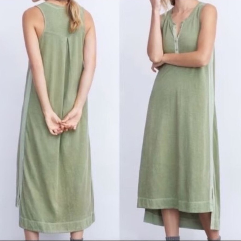 Anthropologie Saturday, Sunday Pilar Sage Green Midi Hi-Lo Dress